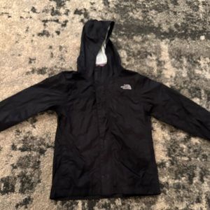Like new girls black The North Face rain coat size M 8-10.